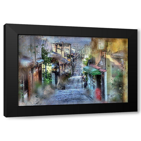 Osaka Street Black Modern Wood Framed Art Print with Double Matting by Bolokofsky, Ronald