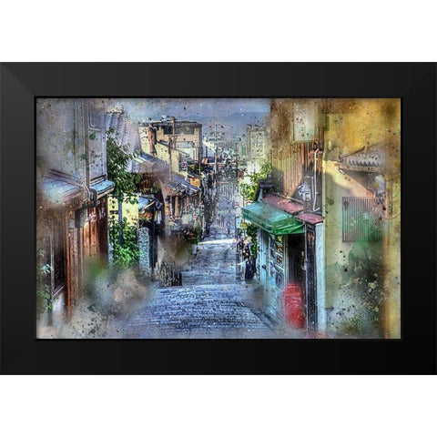 Osaka Street Black Modern Wood Framed Art Print by Bolokofsky, Ronald