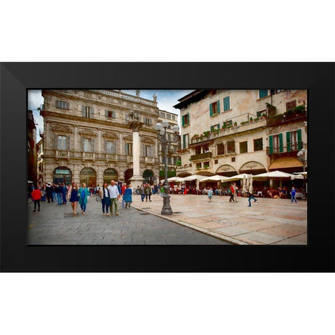 Piazza delle Erbe Verona II Black Modern Wood Framed Art Print by Bolokofsky, Ronald