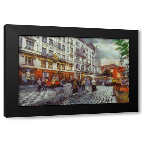 Prague On the Go I Black Modern Wood Framed Art Print with Double Matting by Bolokofsky, Ronald