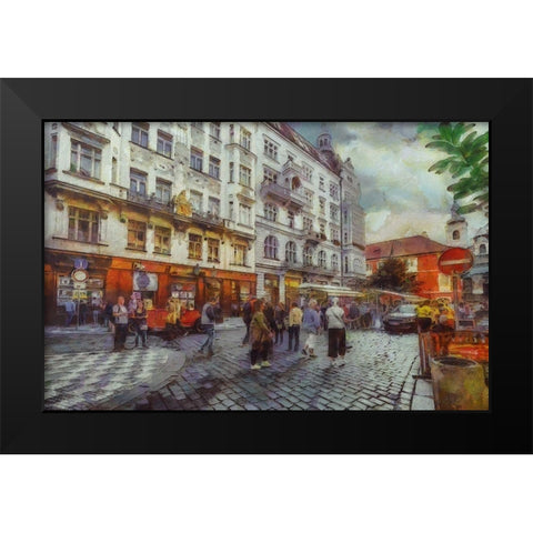 Prague On the Go I Black Modern Wood Framed Art Print by Bolokofsky, Ronald