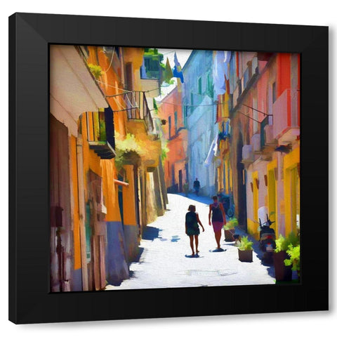 Steep Narrow Street Black Modern Wood Framed Art Print with Double Matting by Bolokofsky, Ronald