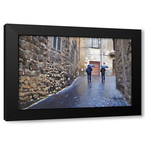 Rainy streets of Orvieto Black Modern Wood Framed Art Print with Double Matting by Bolokofsky, Ronald