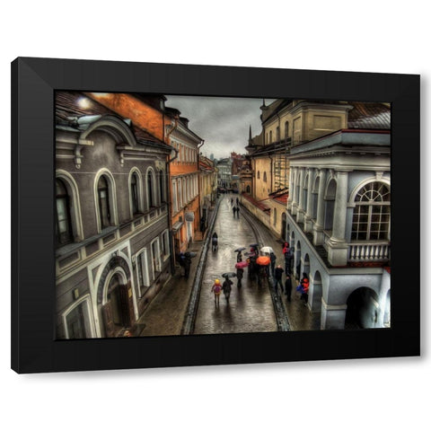 Rainy Streets of Vienna Black Modern Wood Framed Art Print with Double Matting by Bolokofsky, Ronald