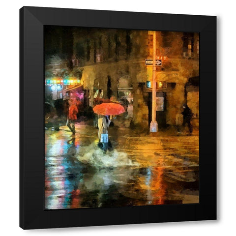 Red Umbrella Black Modern Wood Framed Art Print with Double Matting by Bolokofsky, Ronald