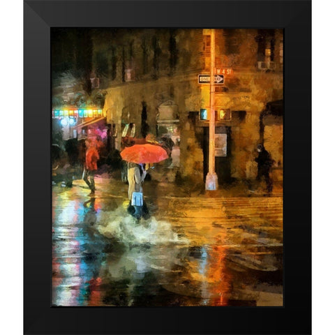 Red Umbrella Black Modern Wood Framed Art Print by Bolokofsky, Ronald
