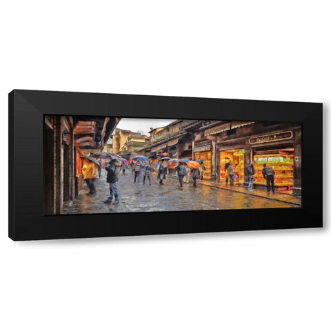 Shopping In the Rain Black Modern Wood Framed Art Print with Double Matting by Bolokofsky, Ronald