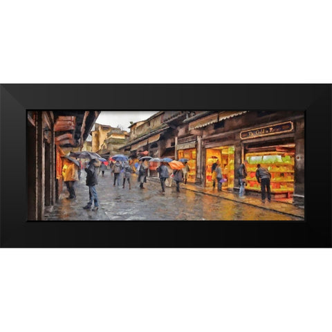 Shopping In the Rain Black Modern Wood Framed Art Print by Bolokofsky, Ronald