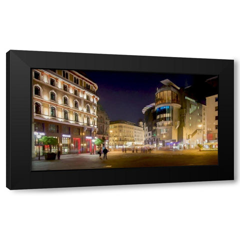 Stephansplatz Vienna Black Modern Wood Framed Art Print with Double Matting by Bolokofsky, Ronald