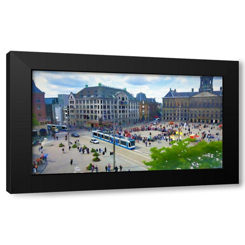 Streets of Amsterdam II Black Modern Wood Framed Art Print with Double Matting by Bolokofsky, Ronald
