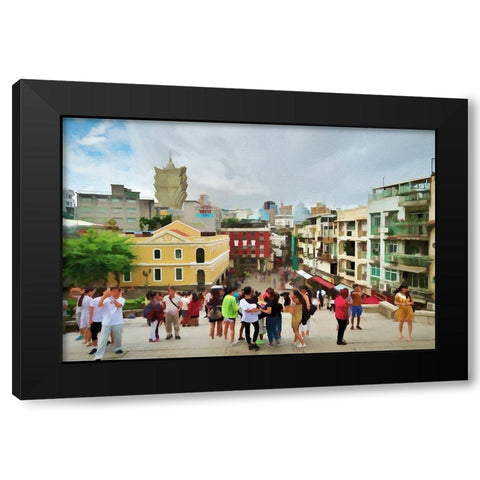 Streets of Macau Black Modern Wood Framed Art Print with Double Matting by Bolokofsky, Ronald