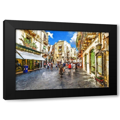 Taormina Sicily Black Modern Wood Framed Art Print by Bolokofsky, Ronald