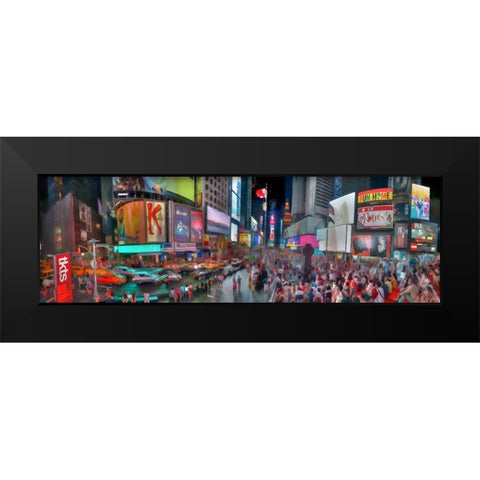 Times Square Revival Black Modern Wood Framed Art Print by Bolokofsky, Ronald