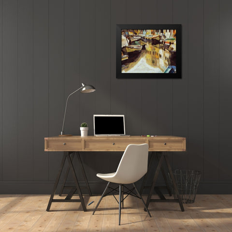 Canal Reflections I Black Modern Wood Framed Art Print by Bolokofsky, Ronald
