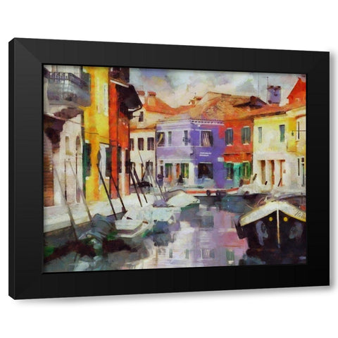 Canal Reflections II Black Modern Wood Framed Art Print with Double Matting by Bolokofsky, Ronald