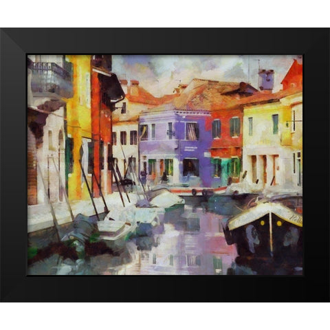 Canal Reflections II Black Modern Wood Framed Art Print by Bolokofsky, Ronald