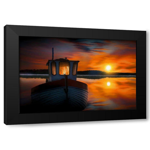 Fishermans Sunset Black Modern Wood Framed Art Print with Double Matting by Bolokofsky, Ronald