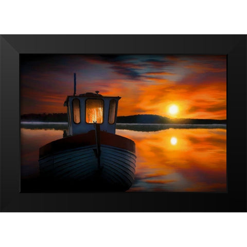 Fishermans Sunset Black Modern Wood Framed Art Print by Bolokofsky, Ronald