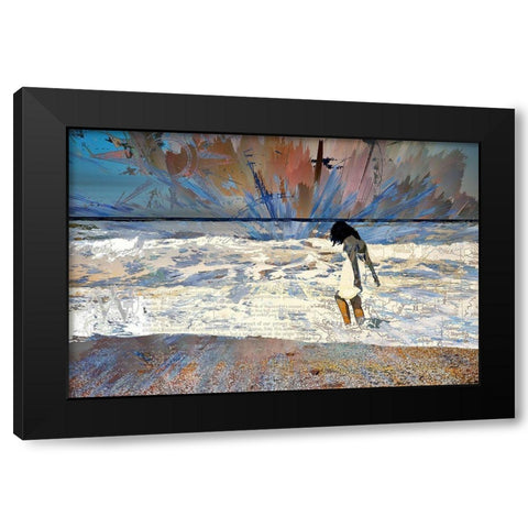 A Walk Along the Surf Black Modern Wood Framed Art Print with Double Matting by Bolokofsky, Ronald