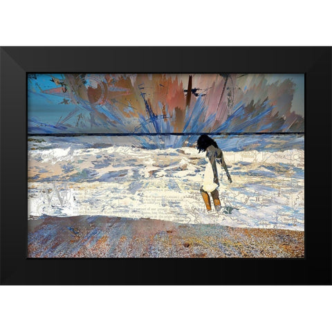 A Walk Along the Surf Black Modern Wood Framed Art Print by Bolokofsky, Ronald