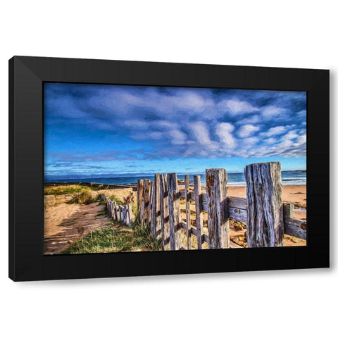 Beach Barrier Black Modern Wood Framed Art Print with Double Matting by Bolokofsky, Ronald