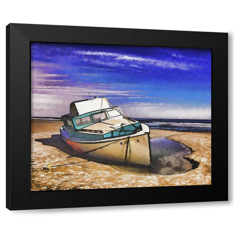Beached Boat Black Modern Wood Framed Art Print by Bolokofsky, Ronald
