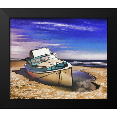 Beached Boat Black Modern Wood Framed Art Print by Bolokofsky, Ronald