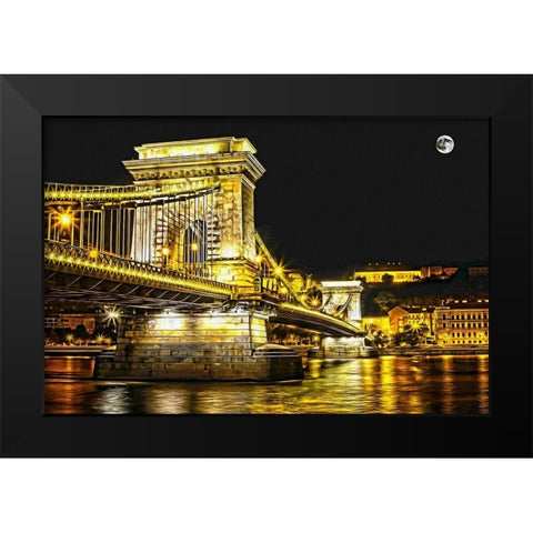 Chain Bridge Moonlight I Black Modern Wood Framed Art Print by Bolokofsky, Ronald