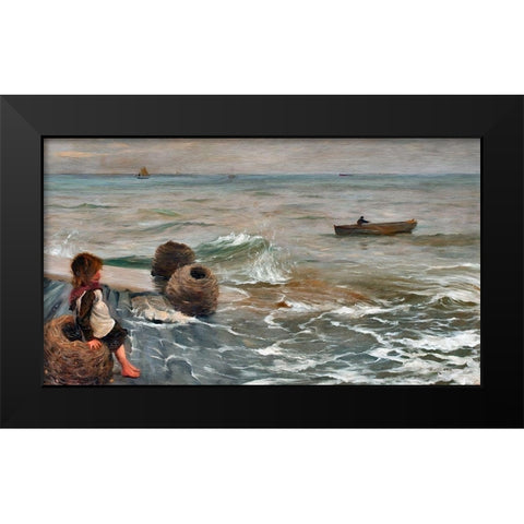 Child  Black Modern Wood Framed Art Print by Hagborg, August