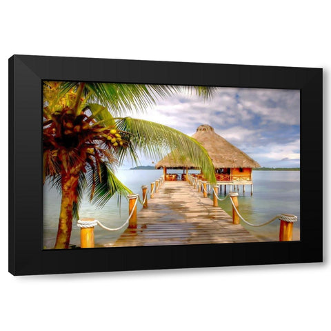 Chiringuito en Bocas del Toro Black Modern Wood Framed Art Print with Double Matting by Bolokofsky, Ronald
