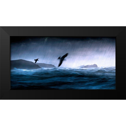Flying Through the Storm Black Modern Wood Framed Art Print by Bolokofsky, Ronald