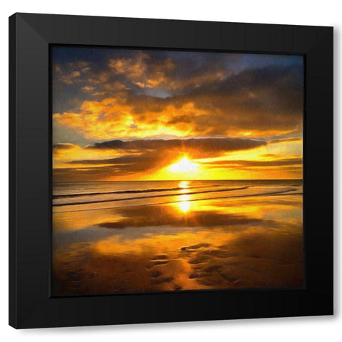 Footsteps  Beneath the Sunset I  Black Modern Wood Framed Art Print by Bolokofsky, Ronald