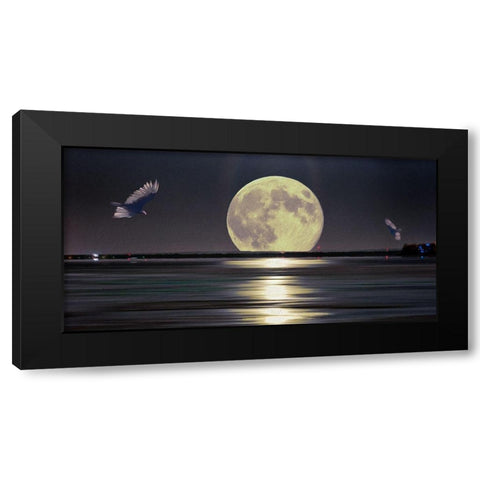 Full Moon Setting Black Modern Wood Framed Art Print with Double Matting by Bolokofsky, Ronald