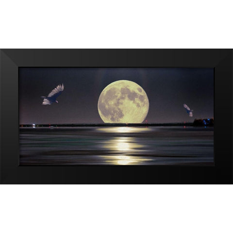 Full Moon Setting Black Modern Wood Framed Art Print by Bolokofsky, Ronald