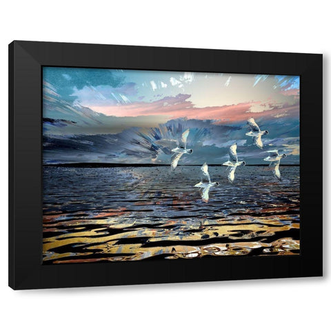 Gulls Black Modern Wood Framed Art Print with Double Matting by Bolokofsky, Ronald