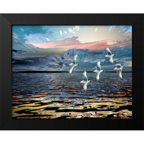 Gulls Black Modern Wood Framed Art Print by Bolokofsky, Ronald