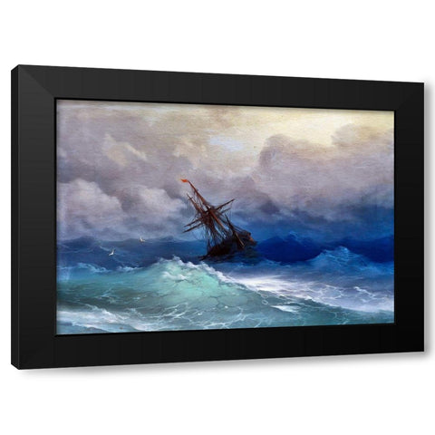 Rough Waters Black Modern Wood Framed Art Print with Double Matting by Bolokofsky, Ronald