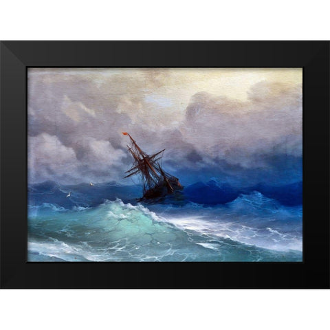 Rough Waters Black Modern Wood Framed Art Print by Bolokofsky, Ronald