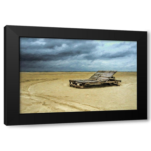 Beach Cots Black Modern Wood Framed Art Print by Bolokofsky, Ronald