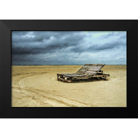 Beach Cots Black Modern Wood Framed Art Print by Bolokofsky, Ronald