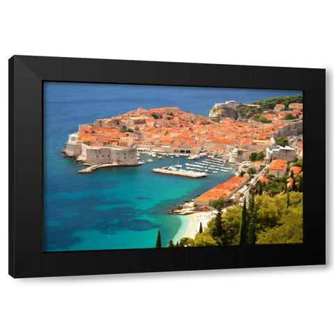 Mediterranean Harbor Black Modern Wood Framed Art Print by Bolokofsky, Ronald