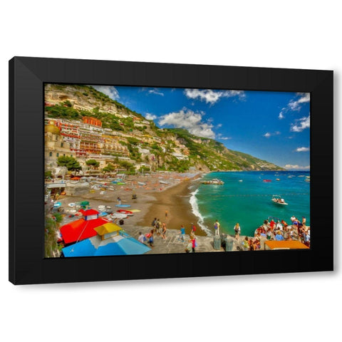 Positano Beach I Black Modern Wood Framed Art Print with Double Matting by Bolokofsky, Ronald