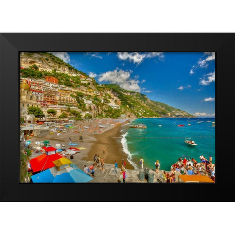 Positano Beach I Black Modern Wood Framed Art Print by Bolokofsky, Ronald