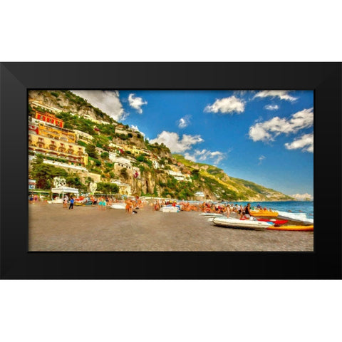 Positano Beach II Black Modern Wood Framed Art Print by Bolokofsky, Ronald