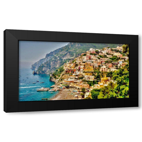 Positano Panorama  Black Modern Wood Framed Art Print with Double Matting by Bolokofsky, Ronald