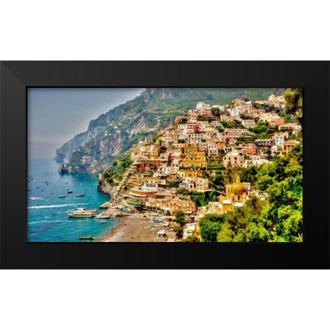 Positano Panorama  Black Modern Wood Framed Art Print by Bolokofsky, Ronald
