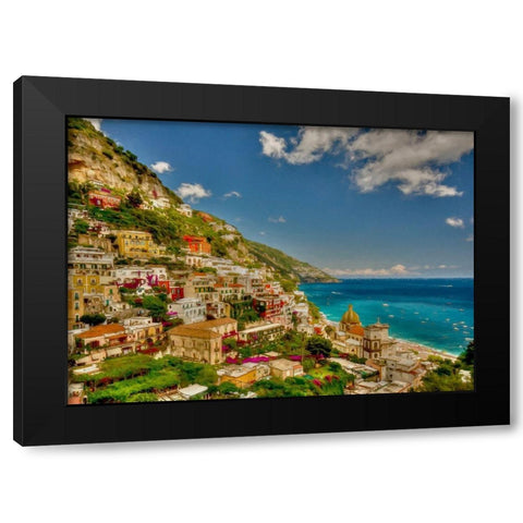 Positano View Black Modern Wood Framed Art Print with Double Matting by Bolokofsky, Ronald