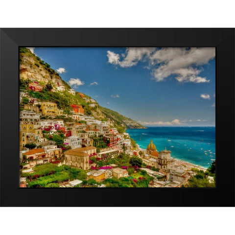 Positano View Black Modern Wood Framed Art Print by Bolokofsky, Ronald