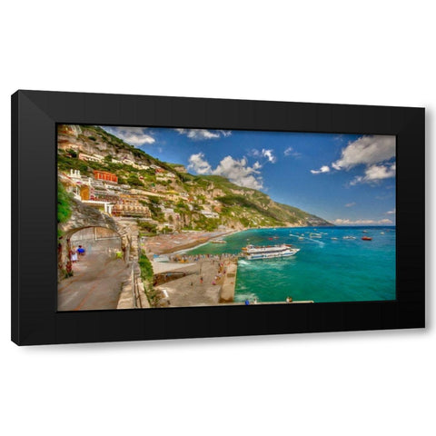 Positano Walk Black Modern Wood Framed Art Print by Bolokofsky, Ronald