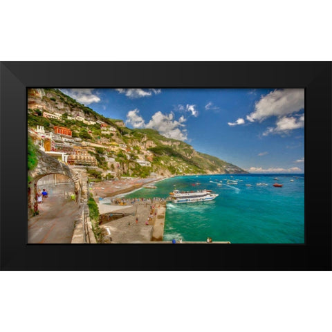 Positano Walk Black Modern Wood Framed Art Print by Bolokofsky, Ronald
